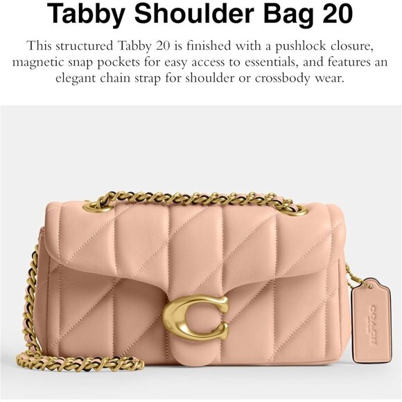 Coach Womens Cream 100% Cow Leather Imported Push Lock Tabby Shoulder Bag - Picture 2 of 6